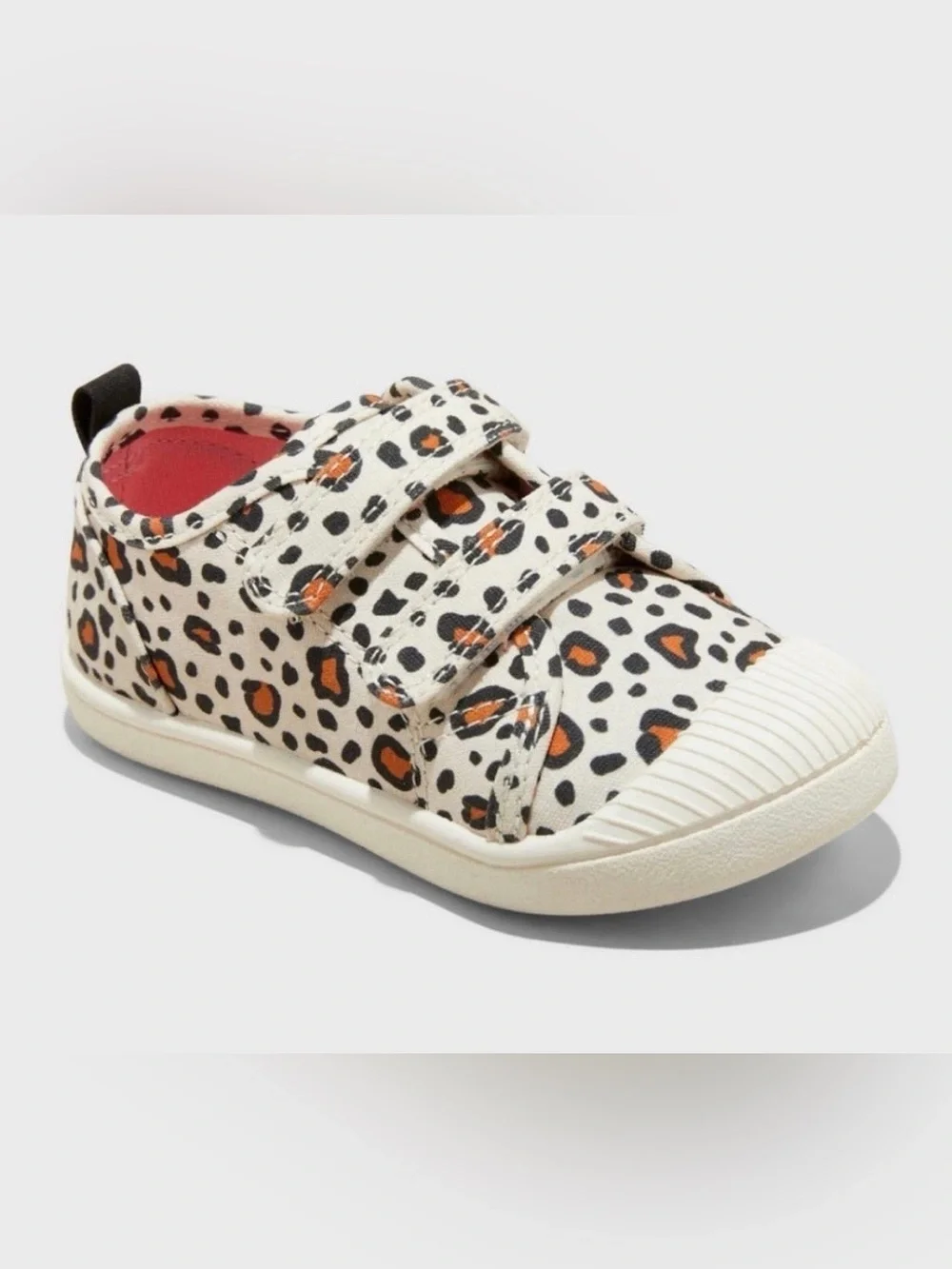 Kids Animal Print Velcro Sneakers - White with Orange and Black, Cat & Jack